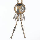 Vintage Sterling and Brass Native American bolo tie with mother of pearl - Estate Fresh Austin
