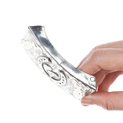 Vintage Sterling and Gold Mexican Hand engraved belt buckle - Estate Fresh Austin