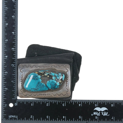 Vintage Sterling Bowguard bracelet with huge turquoise silver mercury dimes - Estate Fresh Austin