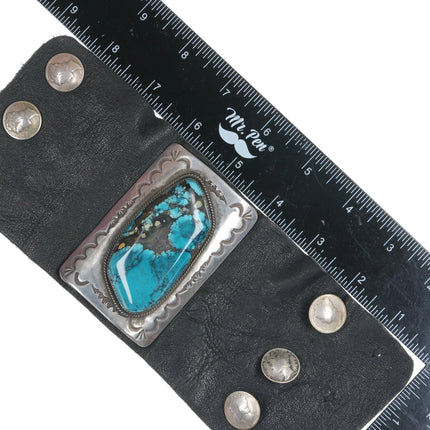Vintage Sterling Bowguard bracelet with huge turquoise silver mercury dimes - Estate Fresh Austin