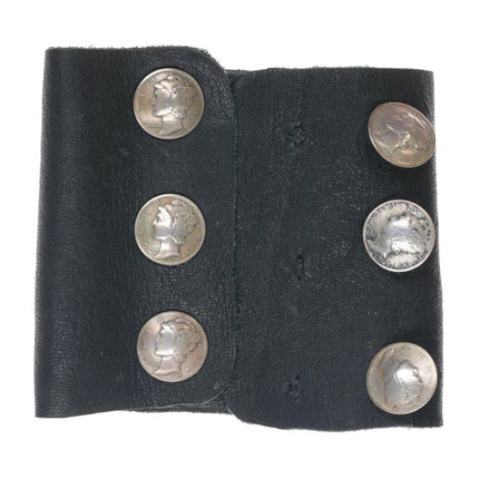 Vintage Sterling Bowguard bracelet with huge turquoise silver mercury dimes - Estate Fresh Austin