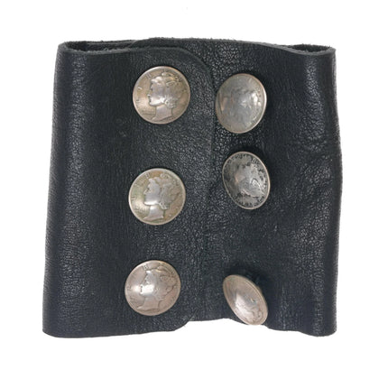 Vintage Sterling Bowguard bracelet with huge turquoise silver mercury dimes - Estate Fresh Austin