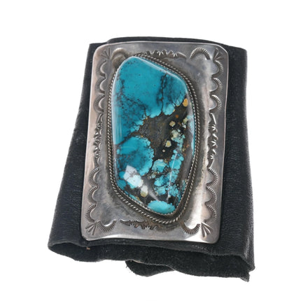 Vintage Sterling Bowguard bracelet with huge turquoise silver mercury dimes - Estate Fresh Austin