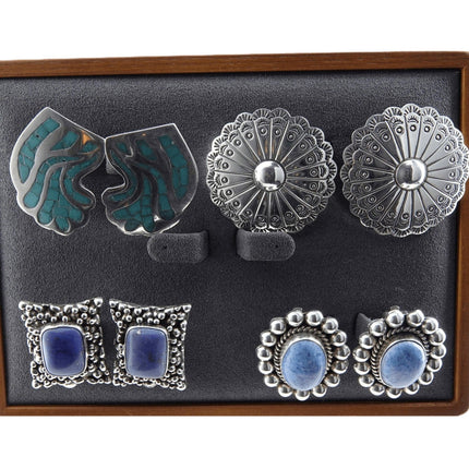 Vintage Sterling Clip On and Screw Back Earring Lot Begay Navajo - Estate Fresh Austin