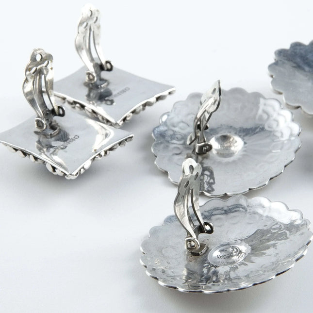 Vintage Sterling Clip On and Screw Back Earring Lot Begay Navajo - Estate Fresh Austin