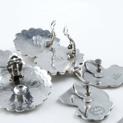 Vintage Sterling Clip On and Screw Back Earring Lot Begay Navajo - Estate Fresh Austin