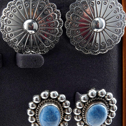 Vintage Sterling Clip On and Screw Back Earring Lot Begay Navajo - Estate Fresh Austin