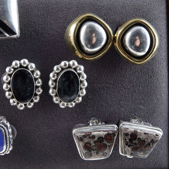 Vintage Sterling Clip On Earring Lot Mid Century Modern (5) - Estate Fresh Austin