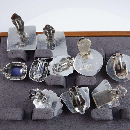 Vintage Sterling Clip On Earring Lot Mid Century Modern (5) - Estate Fresh Austin