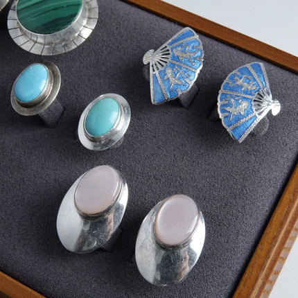 Vintage Sterling Clip On Earring Lot Mid Century Navajo, Mexican, Siam, Roman co - Estate Fresh Austin