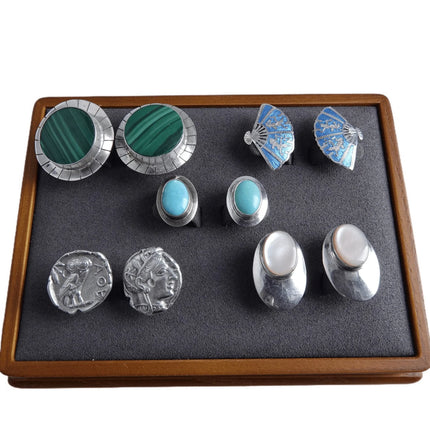 Vintage Sterling Clip On Earring Lot Mid Century Navajo, Mexican, Siam, Roman co - Estate Fresh Austin