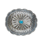 Vintage Sterling Navajo turquoise concho belt buckle with hand stamped design - Estate Fresh Austin