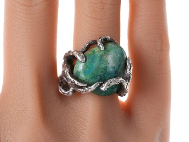 Vintage Sterling ring chrysocolla in quartz - Estate Fresh Austin
