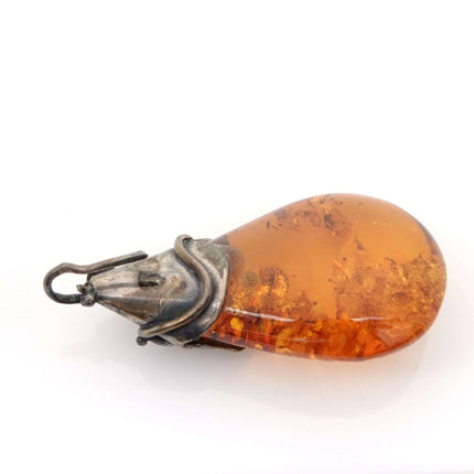 Vintage Sterling Silver and Natural Baltic Amber Pendant dd - Estate Fresh Austin
