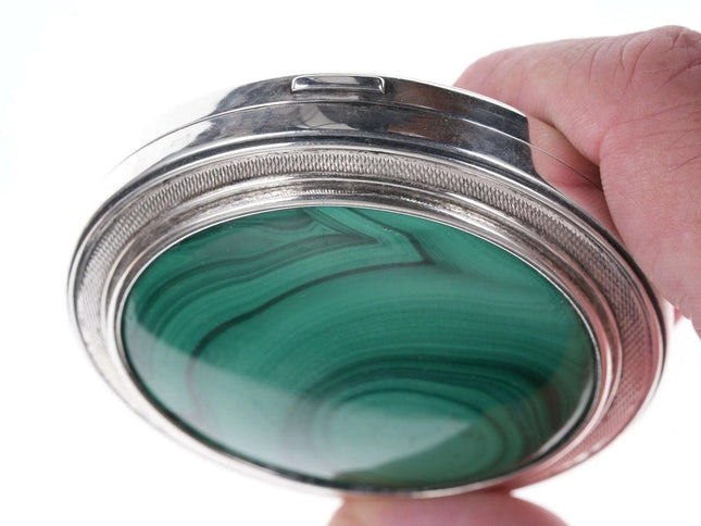 Vintage Sterling silver Malachite compact - Estate Fresh Austin