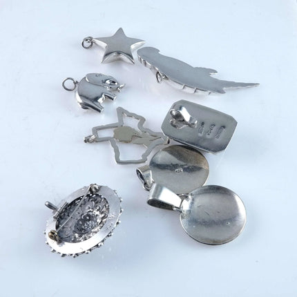 Vintage Sterling Silver Pendant Lot Navajo, Mexico, Parrot 82.1 Grams - Estate Fresh Austin