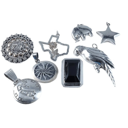 Vintage Sterling Silver Pendant Lot Navajo, Mexico, Parrot 82.1 Grams - Estate Fresh Austin