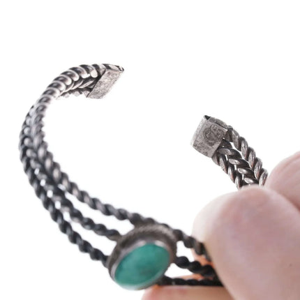 6.12" Vintage Sterling Turquoise Native American cuff bracelet - Estate Fresh Austin