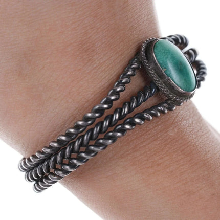 6.12" Vintage Sterling Turquoise Native American cuff bracelet - Estate Fresh Austin
