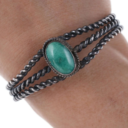 6.12" Vintage Sterling Turquoise Native American cuff bracelet - Estate Fresh Austin