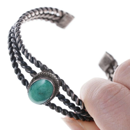 6.12" Vintage Sterling Turquoise Native American cuff bracelet - Estate Fresh Austin