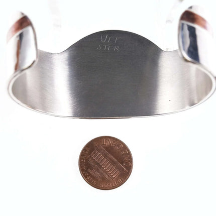 6.75" Vintage Sterling/Copper gemset Cuff bracelet - Estate Fresh Austin