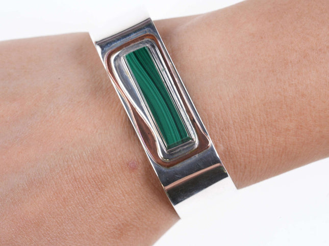 Vintage Sterling/Copper Malachite Cuff bracelet j - Estate Fresh Austin