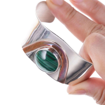 6.875 Vintage Sterling/Copper Malachite Cuff bracelet n - Estate Fresh Austin