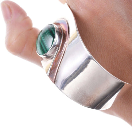 6.875 Vintage Sterling/Copper Malachite Cuff bracelet n - Estate Fresh Austin