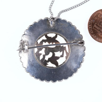 Vintage Sterling/gold filigree and turquoise pendant/necklace - Estate Fresh Austin