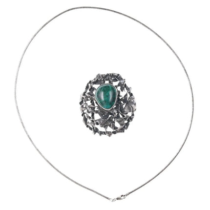 Vintage Sterling/malachite pendant/necklace - Estate Fresh Austin