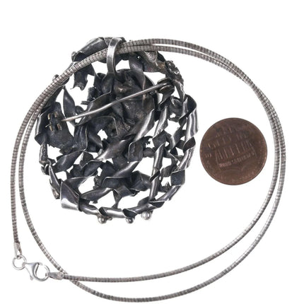 Vintage Sterling/malachite pendant/necklace - Estate Fresh Austin