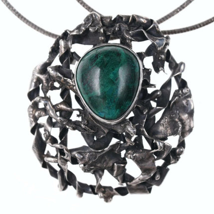Vintage Sterling/malachite pendant/necklace - Estate Fresh Austin