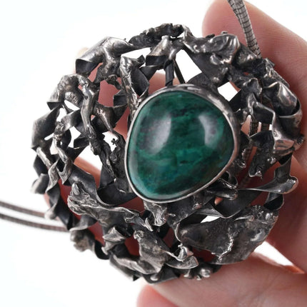 Vintage Sterling/malachite pendant/necklace - Estate Fresh Austin
