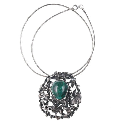 Vintage Sterling/malachite pendant/necklace - Estate Fresh Austin