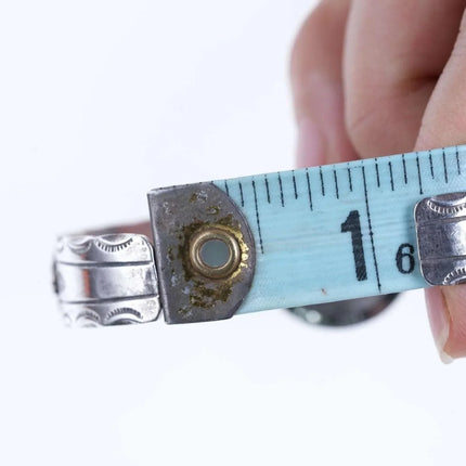 6.25" Dishta flush inlay turquoise sterling silver Zuni watch cuff bracelet - Estate Fresh Austin