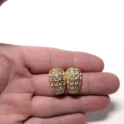 Vintage Swarovski Clip on Gold tone Earrings - Estate Fresh Austin