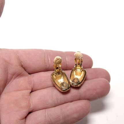 Vintage Swarovski Clip on Gold tone Earrings - Estate Fresh Austin