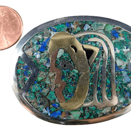 Vintage Taxco Metales Casados Mixed Metals sterling/copper/brass Pendant and bro - Estate Fresh Austin