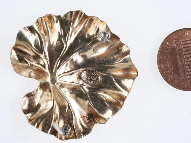 Vintage Taylord Gold Filled Ginko leaf brooch pin - Estate Fresh Austin