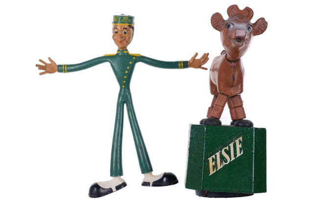 Vintage Texas Advertising items Tex Tan Leather Bendy figure Elsie cow push pupp - Estate Fresh Austin