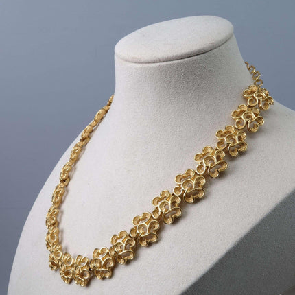 Vintage Trifari Chunky Runway Gold Tone Choker necklace, Bracelet, and Clip on E - Estate Fresh Austin