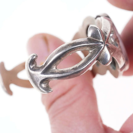 Vintage tufa cast native american sterling/turquoise cuff bracelet - Estate Fresh Austin