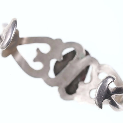 Vintage tufa cast native american sterling/turquoise cuff bracelet - Estate Fresh Austin