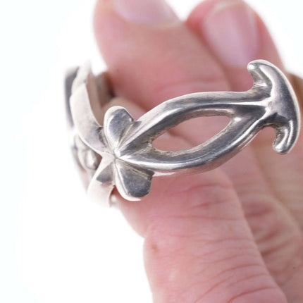 Vintage tufa cast native american sterling/turquoise cuff bracelet - Estate Fresh Austin