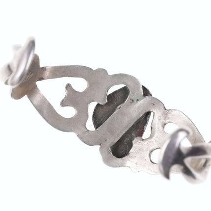 Vintage tufa cast native american sterling/turquoise cuff bracelet - Estate Fresh Austin