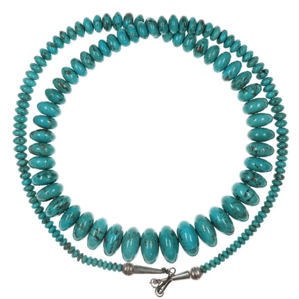 Vintage turquoise beaded necklace with sterling fittings - Estate Fresh Austin