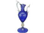 Vintage Venetian cobalt blue gold and controlled bubbles ewer form sculptural va - Estate Fresh Austin
