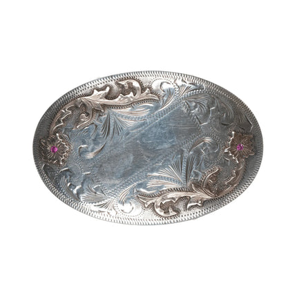 Vintage Vogt Sterling/10k with rubies hand engraved belt buckle - Estate Fresh Austin