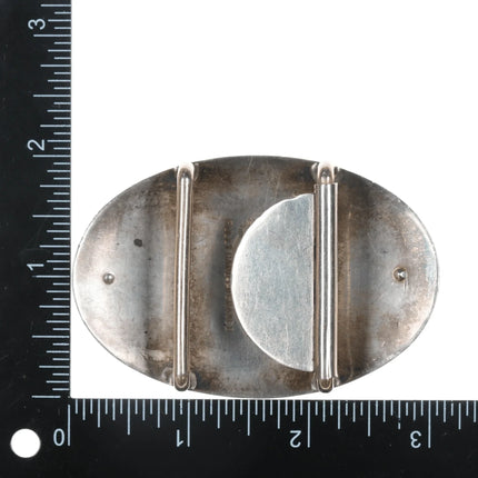 Vintage Vogt Sterling/10k with rubies hand engraved belt buckle - Estate Fresh Austin